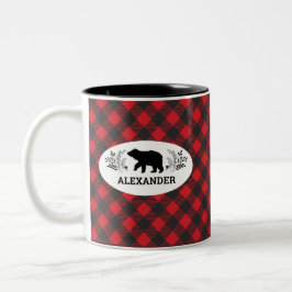 Personalisierte Red Black Lumberjack Bear Tasse