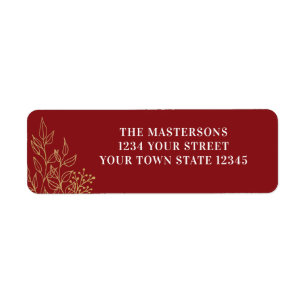 Personalisierte Red Gold Foliage Rücksendeadresse 