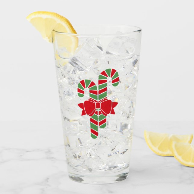Personalisierte Red & Green Christmas Candy Canes Glas (Vorderseite Ice)