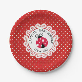 Personalisierte Red Ladybug Baby Duschpapier Telle Pappteller