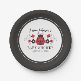 Personalisierte Red Ladybug Girl Babyduschplatte Pappteller