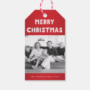 Personalisierte Red Merry Weihnachts Foto Geschenk Geschenkanhänger