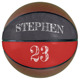 Personalisierte Red Name Number Chalkboard Ätzung Basketball