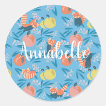 Personalisierte "Red Panda" Blue Apple Aufkleber