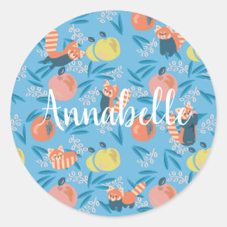 Personalisierte "Red Panda" Blue Apple Aufkleber