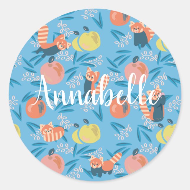Personalisierte "Red Panda" Blue Apple Aufkleber (Vorderseite)