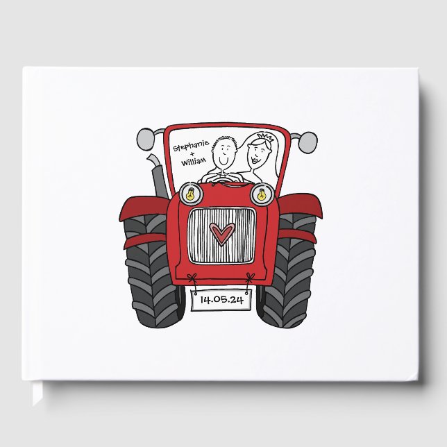 Personalisierte Red Traktor Country Farm Wedding Gästebuch (Vorderseite)