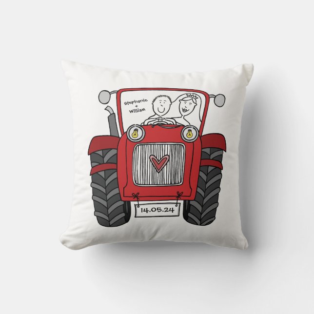 Personalisierte Red Traktor Country Farm Wedding Kissen (Vorderseite)