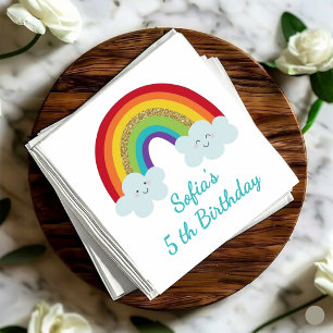 Personalisierte Regenbogen-5.-Geburtstagsfeier Süß Serviette