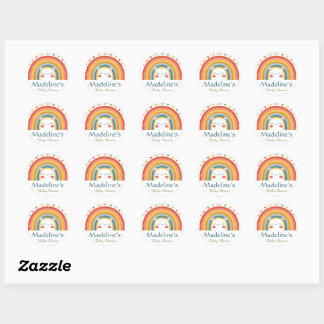 Personalisierte Regenbogen-Baby-Party-Einladungssi Runder Aufkleber