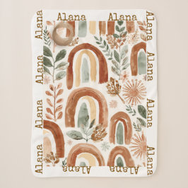 Personalisierte Regenbogen-Boho-Name  Sherpadecke