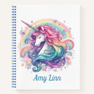 Personalisierte Regenbogen-Einhorn-Skizze  Notizbuch