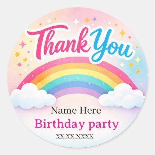Personalisierte Regenbogen-Geburtstags-Dankeschön- Runder Aufkleber