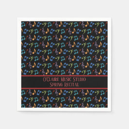 Personalisierte Regenbogen-Musiknoten (schwarz) Serviette