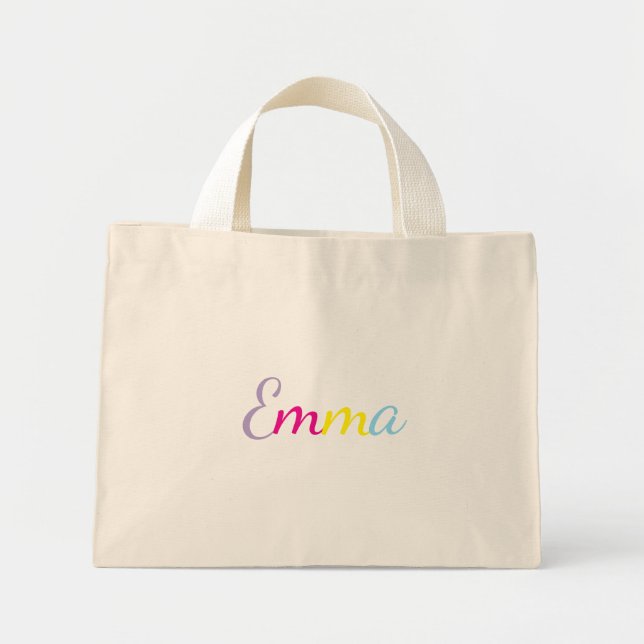 Personalisierte Regenbogen-Name-Tasche Mini Stoffbeutel (Vorne)