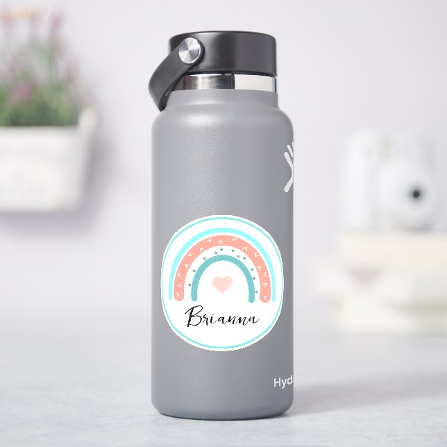 Personalisierte Regenbogen, Schmetterlinge und Her Aufkleber (HydroFlask)