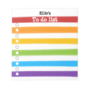 Personalisierte Regenbogen-Streifen-To-Do-Liste Notizblock