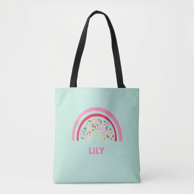 Personalisierte Regenbogen-Tasche für Kinder Mädch (Vorderseite)