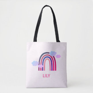 Personalisierte Regenbogen- und Wolken-Tasche für 