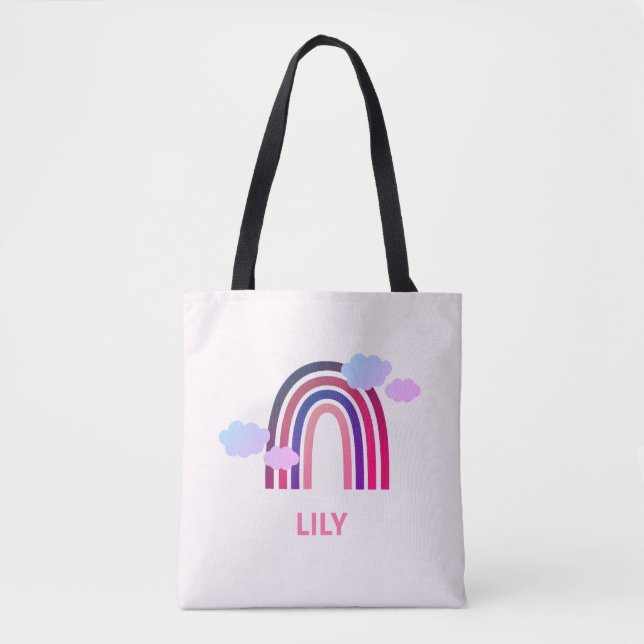 Personalisierte Regenbogen- und Wolken-Tasche für  (Vorderseite)