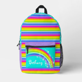 Personalisierte Regenbogenaqua-Schule für lila Kin Bedruckter Rucksack
