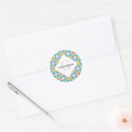 Personalisierte Regenbogenblume Mandala Diamantsta Runder Aufkleber