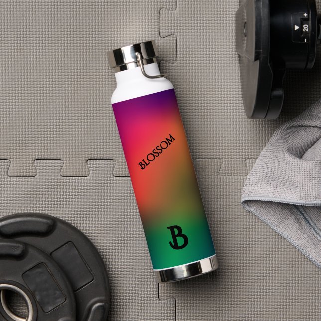 Personalisierte Regenbogenblüte Trinkflasche (Fitnessstudio (gedreht))