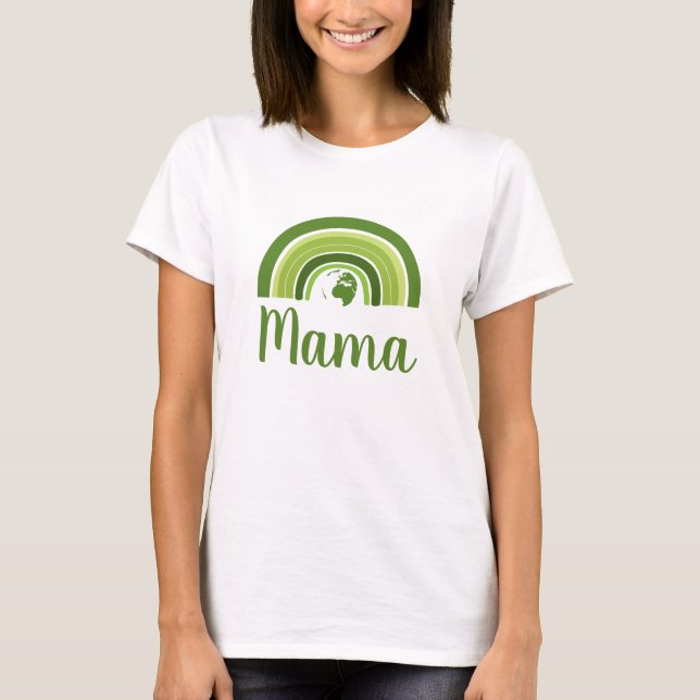 Personalisierte Regenbogenerde Mama T-Shirt (Vorderseite)