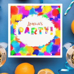 Personalisierte Regenbogenfarben-Party Serviette