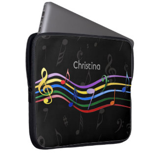 Personalisierte Regenbogenfarbene Musiknote Laptopschutzhülle