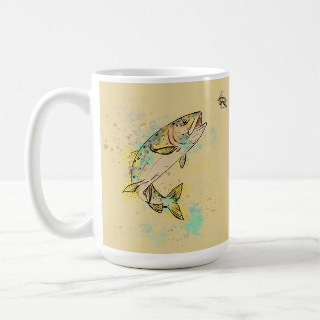 Personalisierte Regenbogenforelle 15oz. Keramik Ta Kaffeetasse (Links)