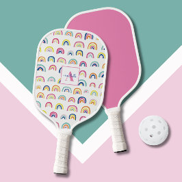 Personalisierte Regenbogenmädchen Pickleball Schläger