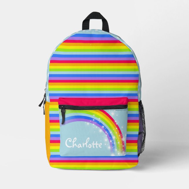 Personalisierte Regenbogenschule Bedruckter Rucksack (Vorderseite)