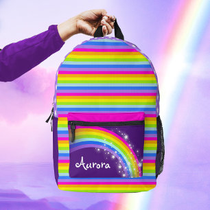 Personalisierte Regenbogenschule lila-rosa Kinders Bedruckter Rucksack