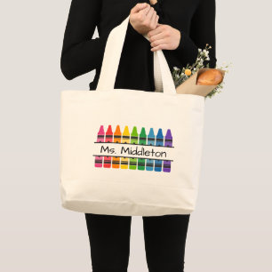 Personalisierte Regenbogenstifte für Lehrer Jumbo Stoffbeutel