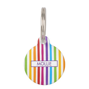Personalisierte Regenbogenstreifen Haustiermarke