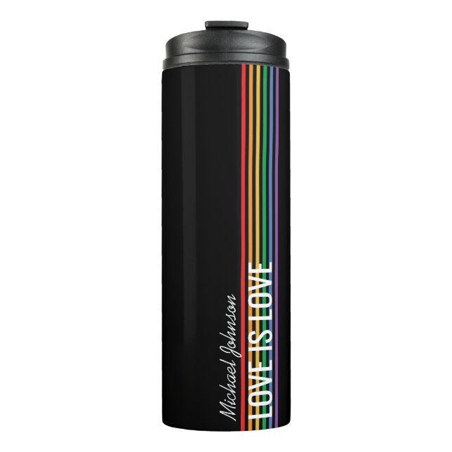 Personalisierte Regenbogenstreifen LGBT Custom Thermosbecher (Vorderseite)