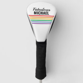 Personalisierte Regenbogenstreifen, weiße LGBT Cus Golf Headcover