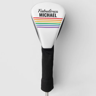 Personalisierte Regenbogenstreifen, weiße LGBT Cus Golf Headcover