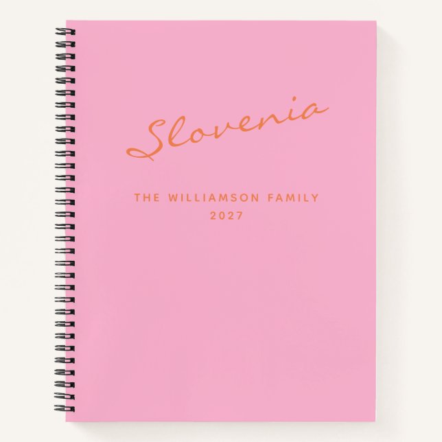 Personalisierte Reise Rosa Orange Reisejournal Notizbuch (Vorderseite)