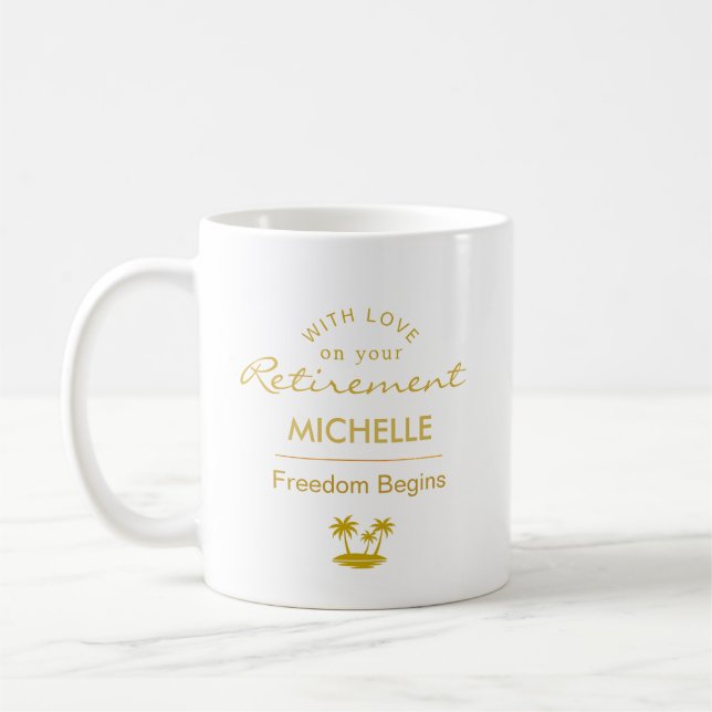 Personalisierte Rentenfreiheit Beginnt Kaffeetasse (Links)