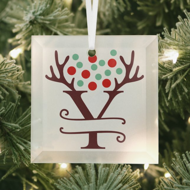 Personalisierte Rentier Antlers Name "Y" Ornament Aus Glas (Insitu)