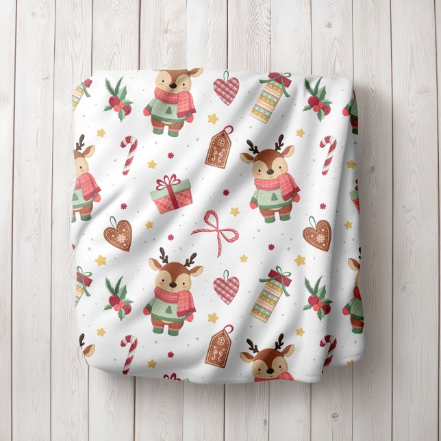 Personalisierte Rentier-Weihnachts-Fleece-Decke Fleecedecke (Von Creator hochgeladen)