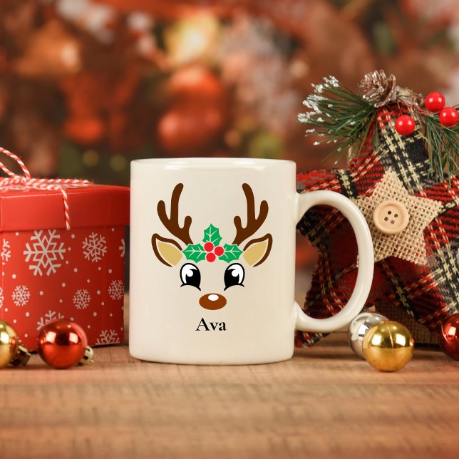 Personalisierte Rentier Weihnachtsfeier Tasse (Von Creator hochgeladen)
