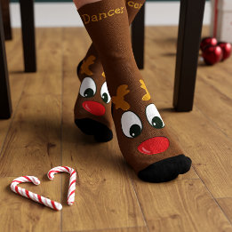 Personalisierte Rentier-Weihnachtsfeiertag-Socken Socken