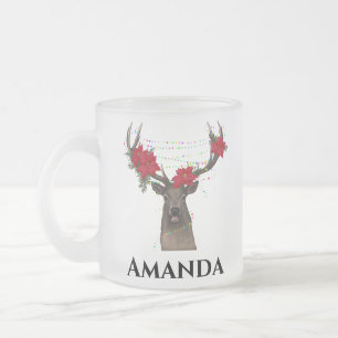 Personalisierte Rentiere - Weihnachtslicht Mattglastasse