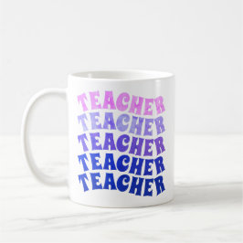 Personalisierte Repeat Wavy Teacher Coffee Tasse