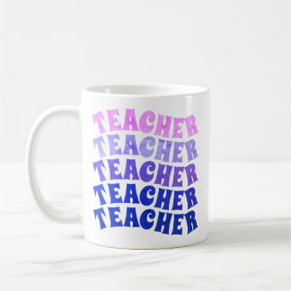 Personalisierte Repeat Wavy Teacher Coffee Tasse