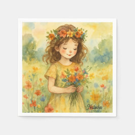 Personalisierte Retro-Aquarellwiese Trendy Art Serviette