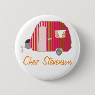 Personalisierte Retro Art Caravan Besitzer Buttons